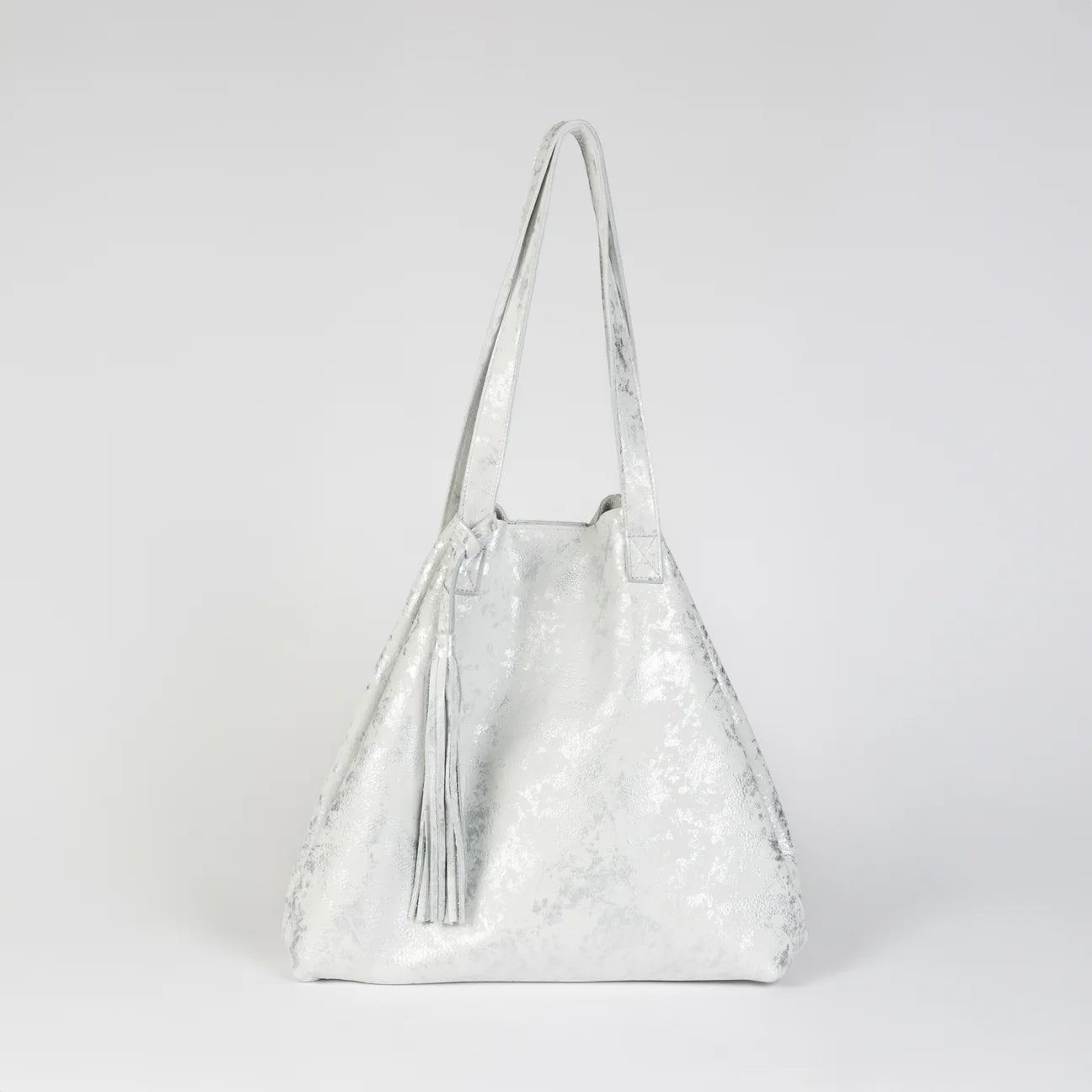 White Silver Metallic Tote