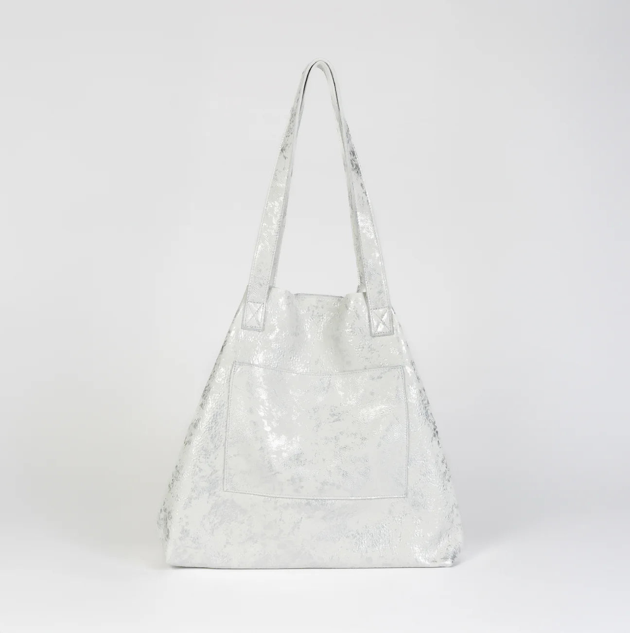 White Silver Metallic Tote