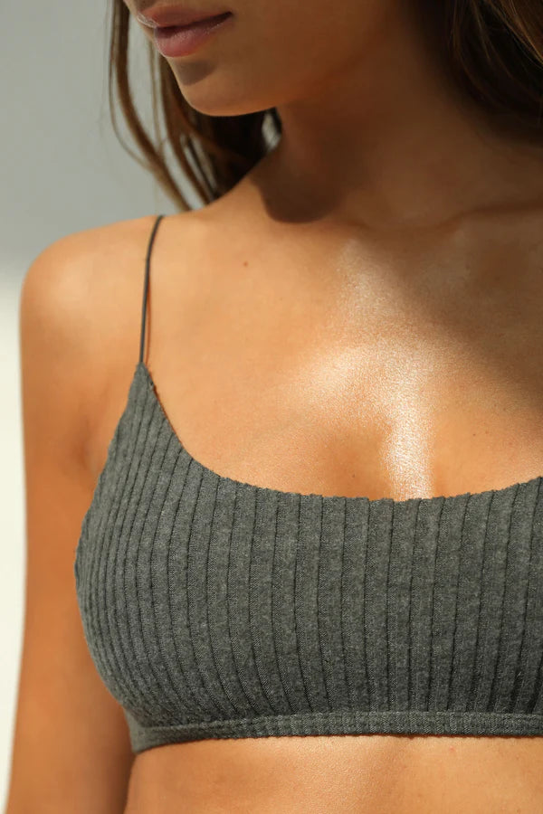 Charcoal Luxe Knit Bra