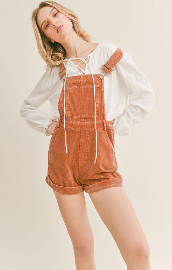 Kahlo Rust Cord Overalls