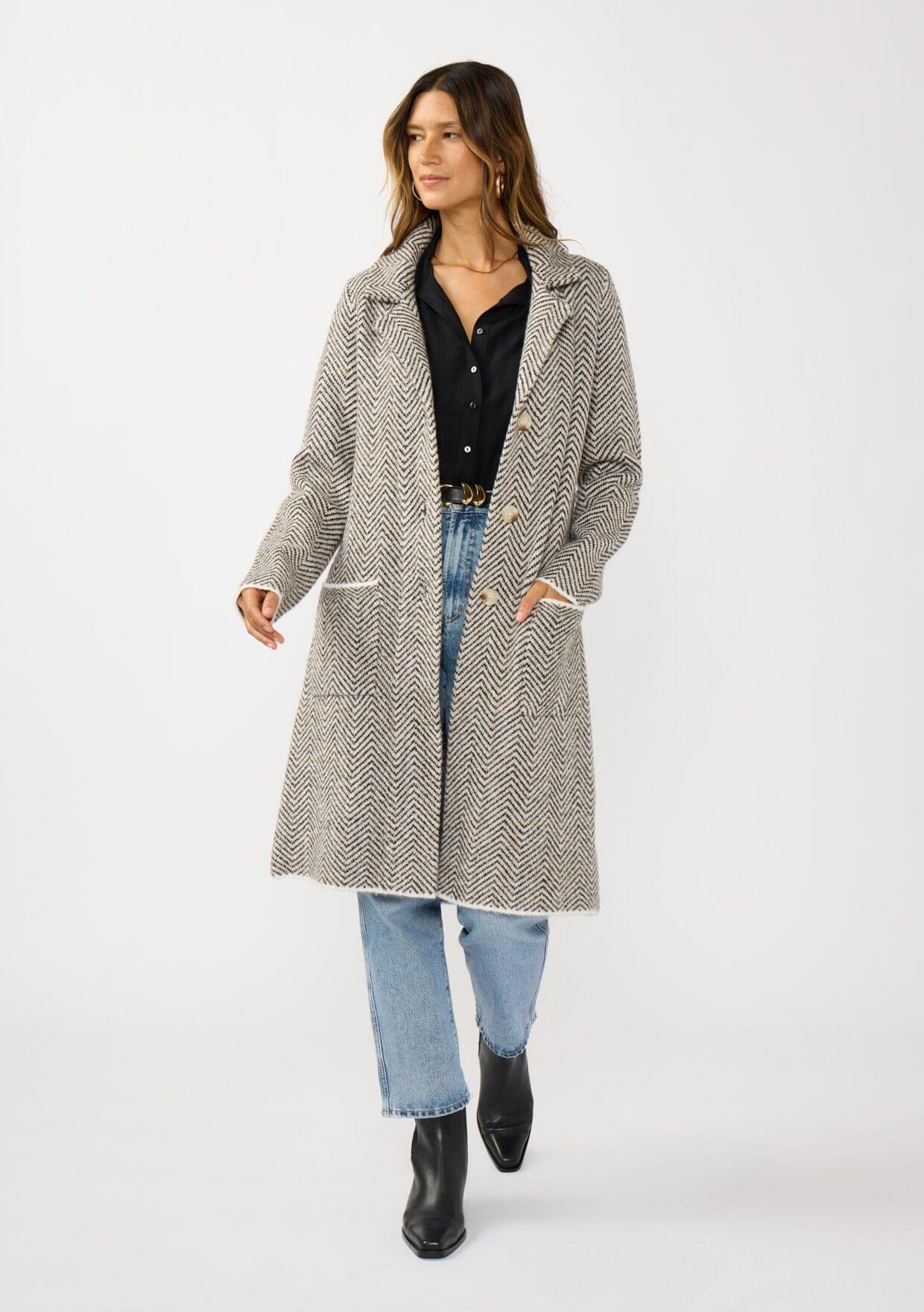 Mia Herringbone Sweater Coat
