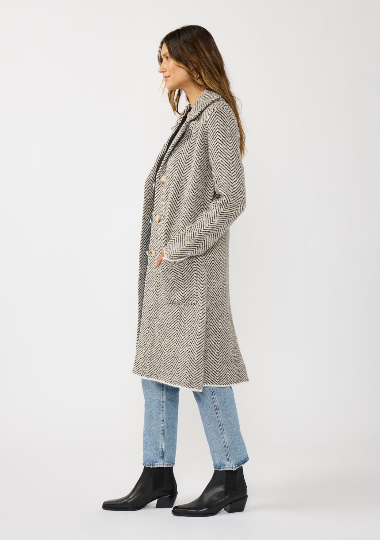 Mia Herringbone Sweater Coat