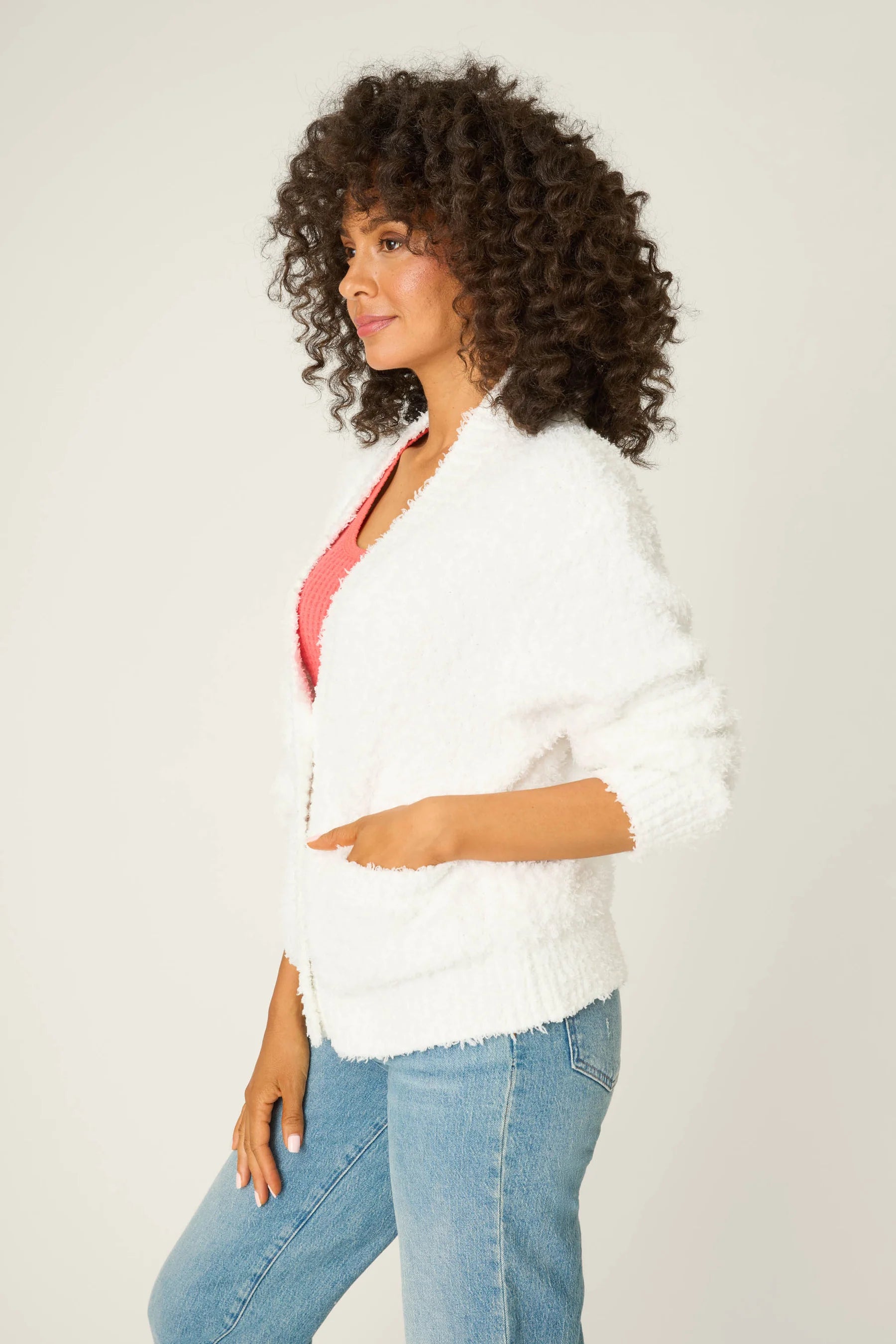 Ivory Boucle Cardigan
