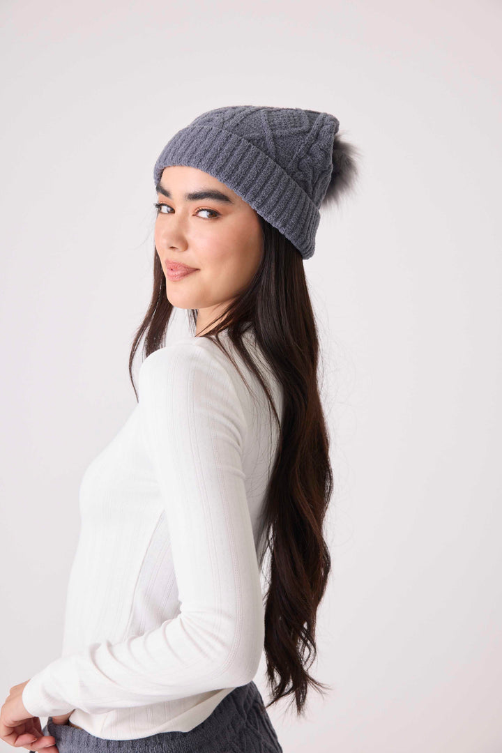 Charcoal Chenille Cozy Cable Beanie