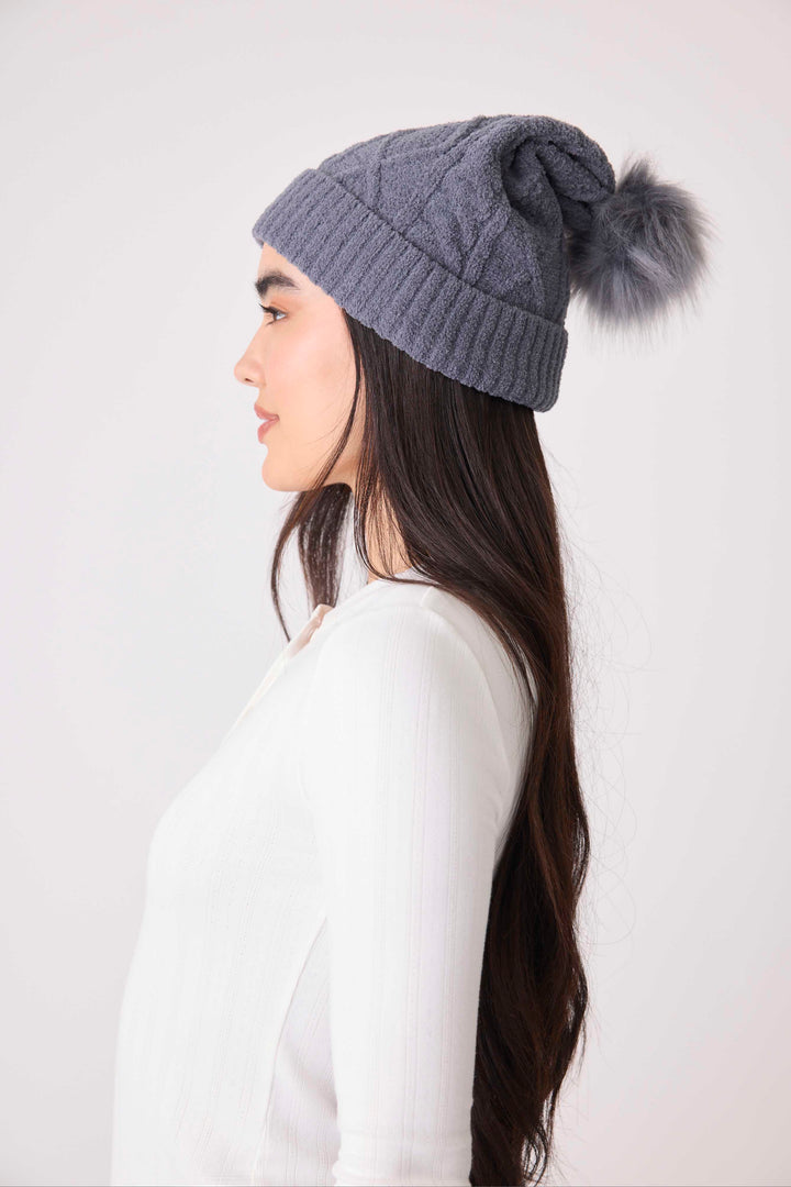 Charcoal Chenille Cozy Cable Beanie