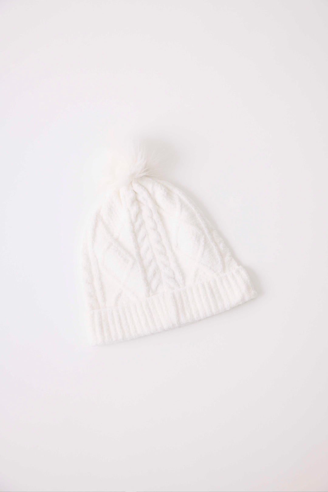 Ivory Chenille Cozy Cable Beanie