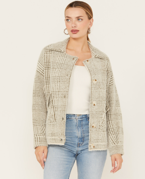 Ivory Brown Lola Plaid Jacket