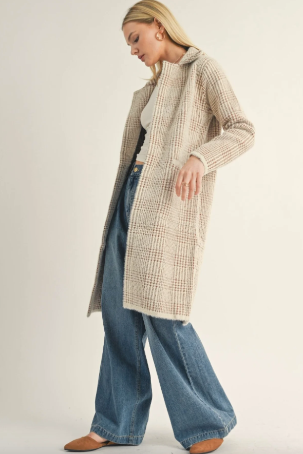 Ivory Brown Marceau Houndstooth Coat