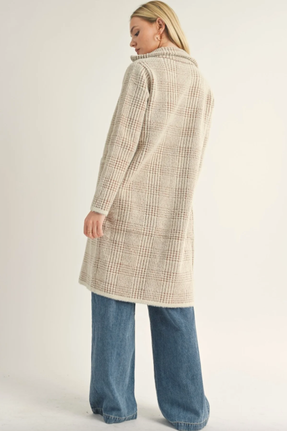 Ivory Brown Marceau Houndstooth Coat