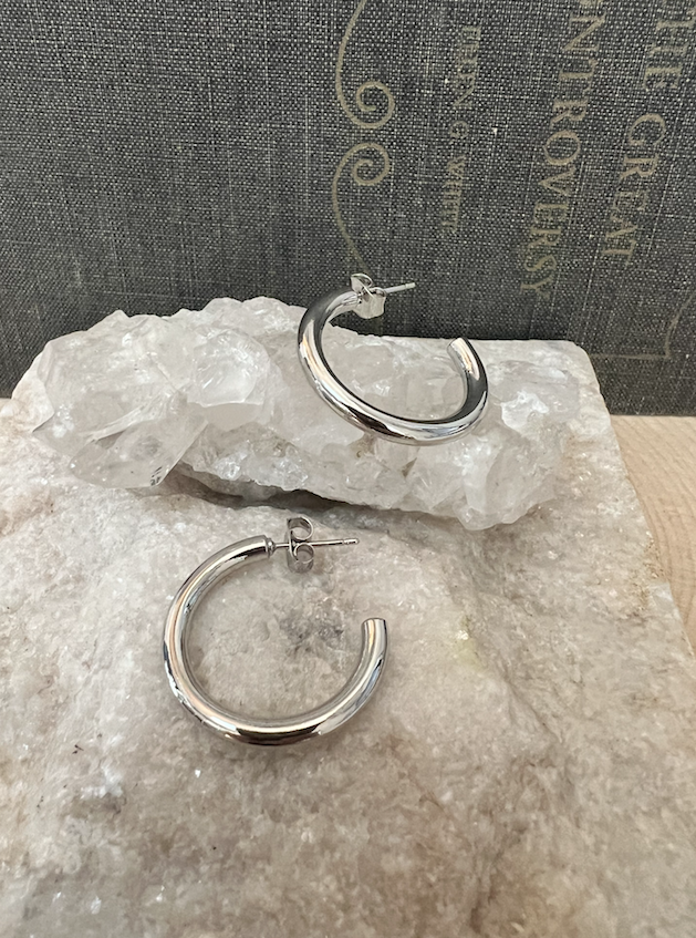 Silver Primrose Hoops