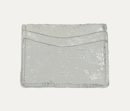 White Silver Metallic Card Holder