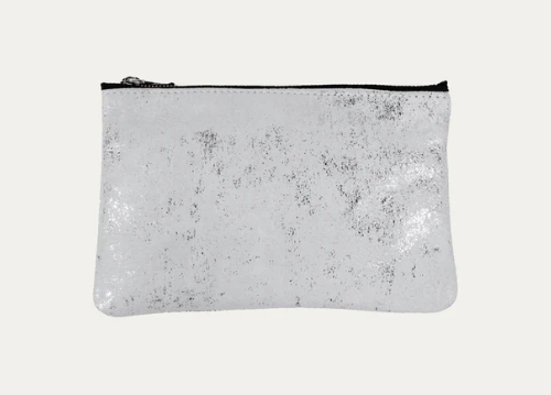 White Silver Metallic Pouch