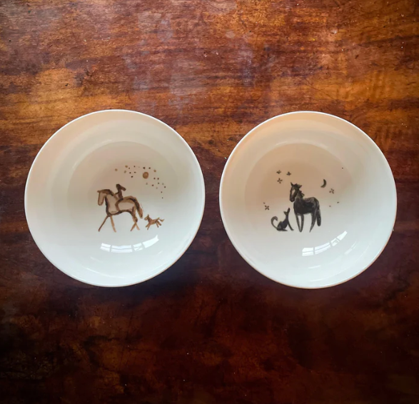 Horse & Rider Porcelain Bowls