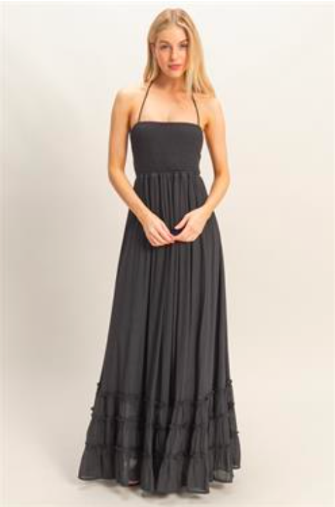 Black Smocked Halter