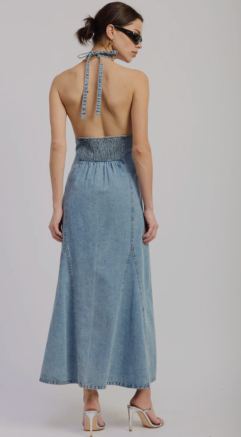 Laurel Halter Denim Dress