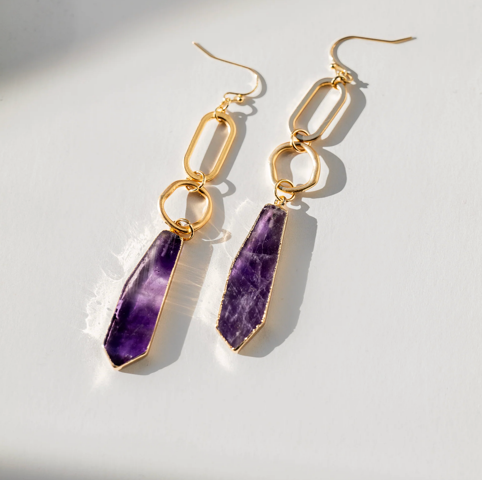 Raw Amethyst Drop Earrings