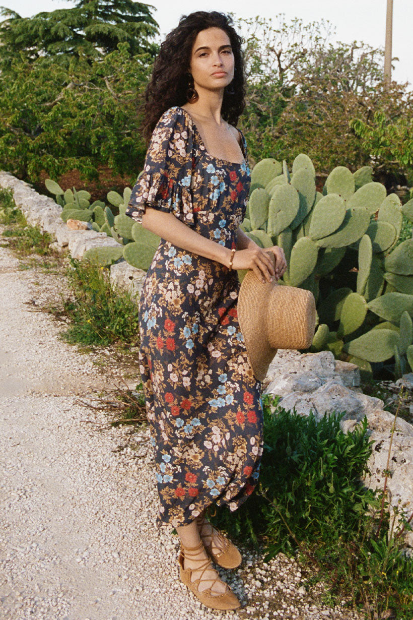 Flora Midi Dress Mystic