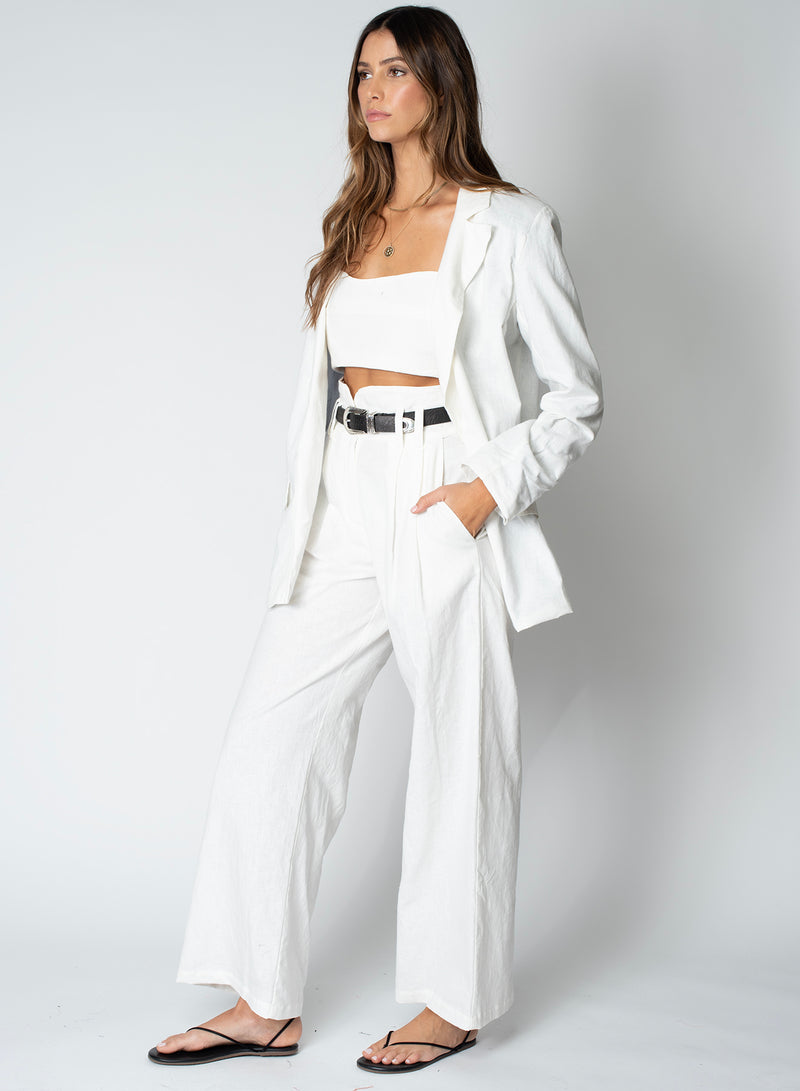 White The Linen Blazer