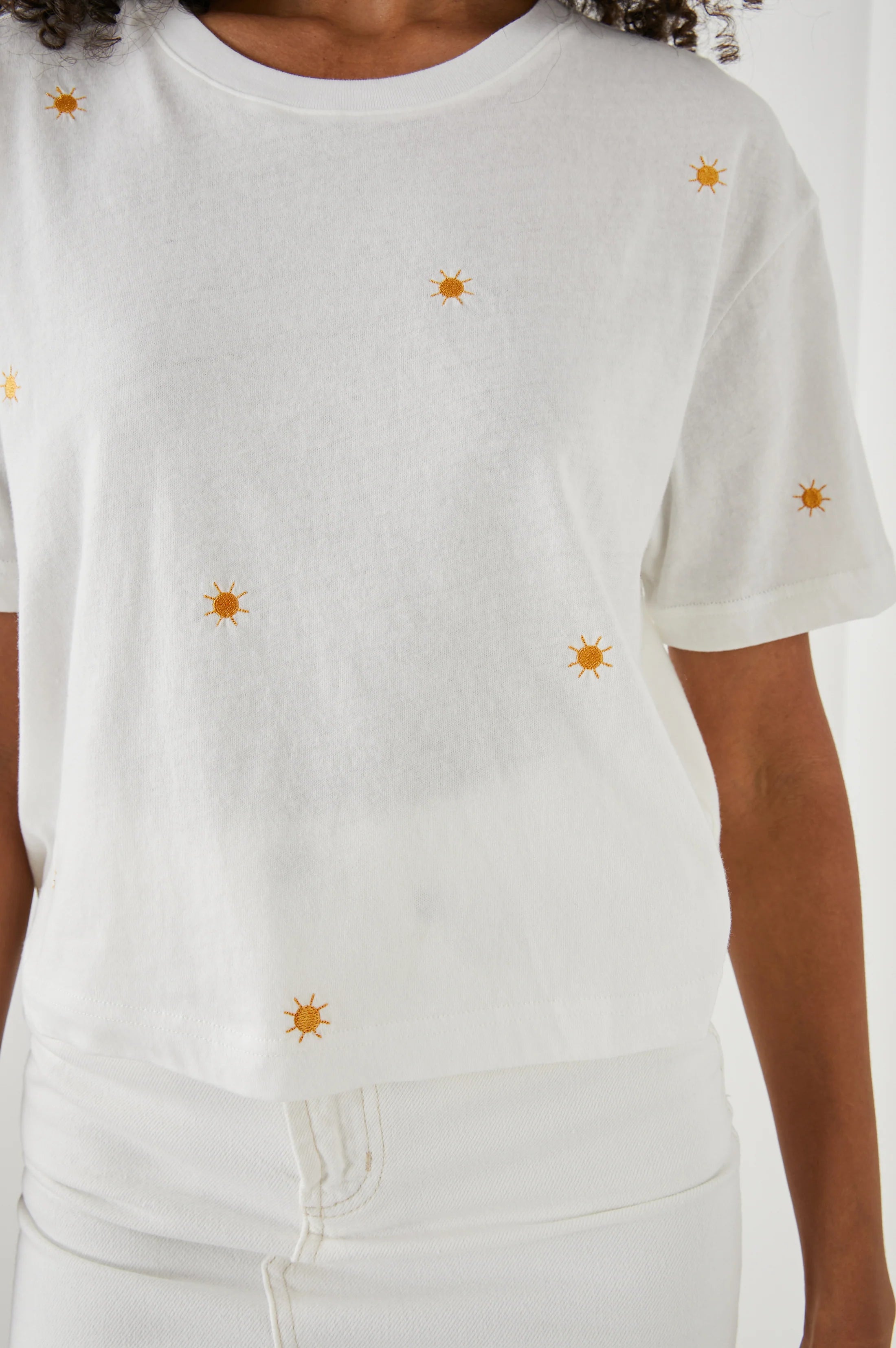 Embroidered Suns Boxy Crew