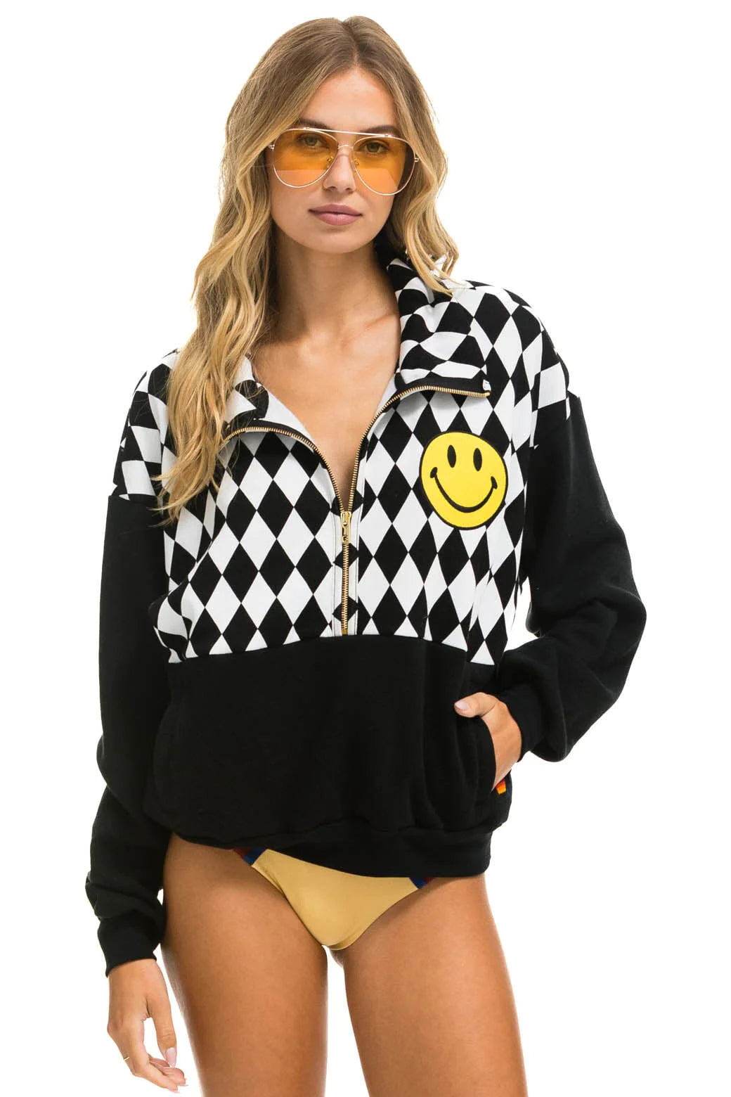 Diamond Smiley Half Zip Sweatshirt