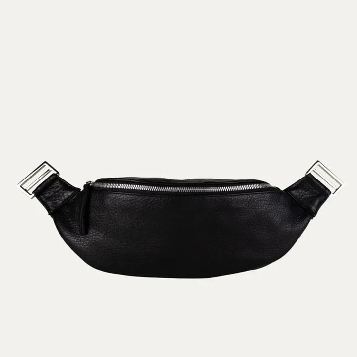 Black Fanny Pack with Silver Hardware