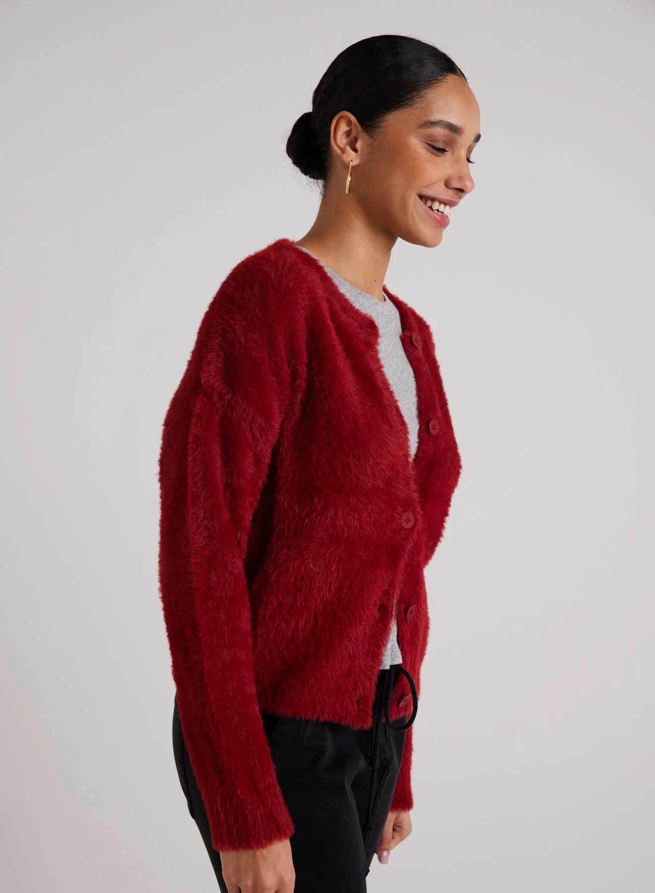 Ruby Red Fuzzy Cardigan