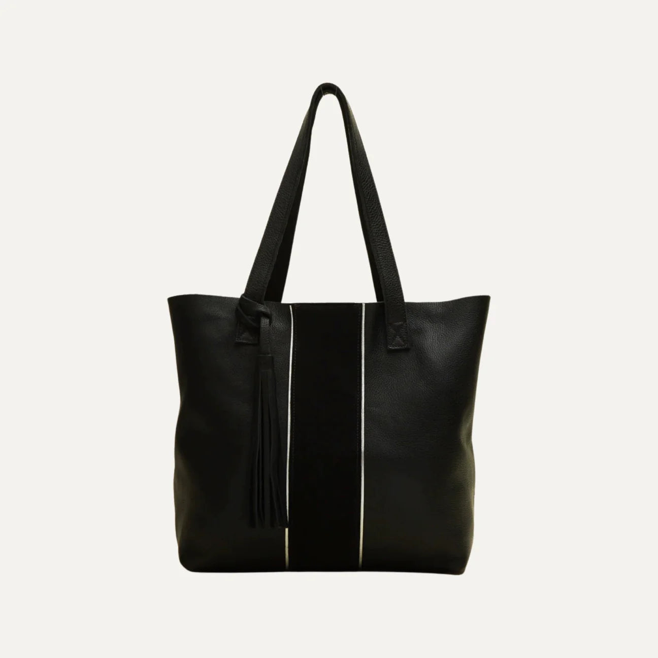 Black Suede Stripe Tote
