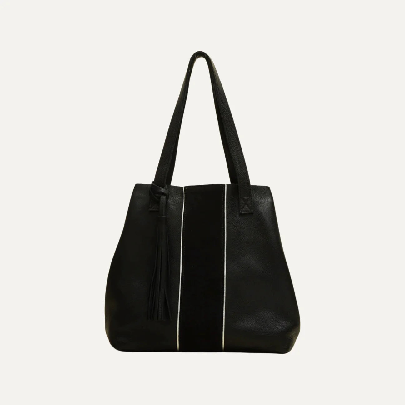 Black Suede Stripe Tote