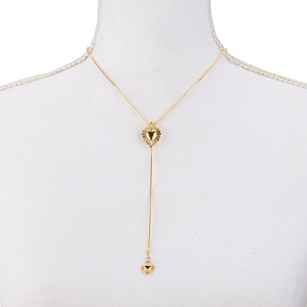 Gold La Reina de Corazon Necklace
