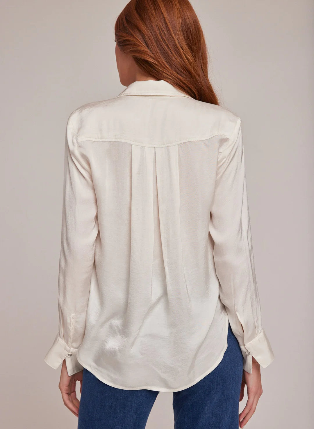 White Pleated Button Down