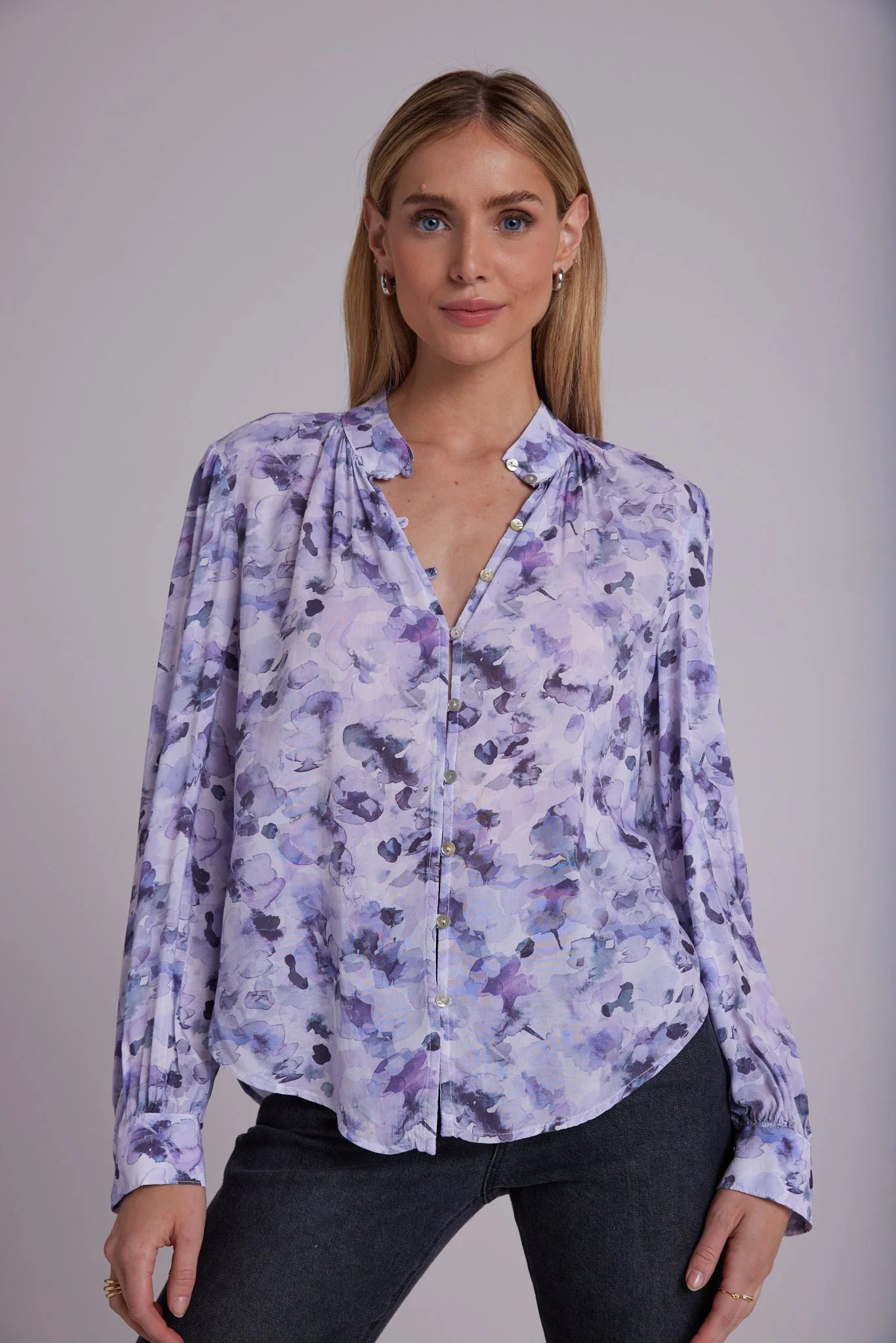 Lilac Shirred Blouse