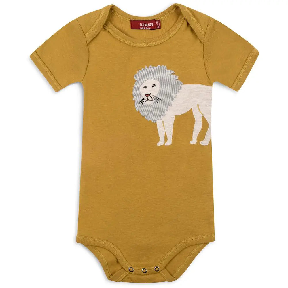 Lion Applique Organic Onesie