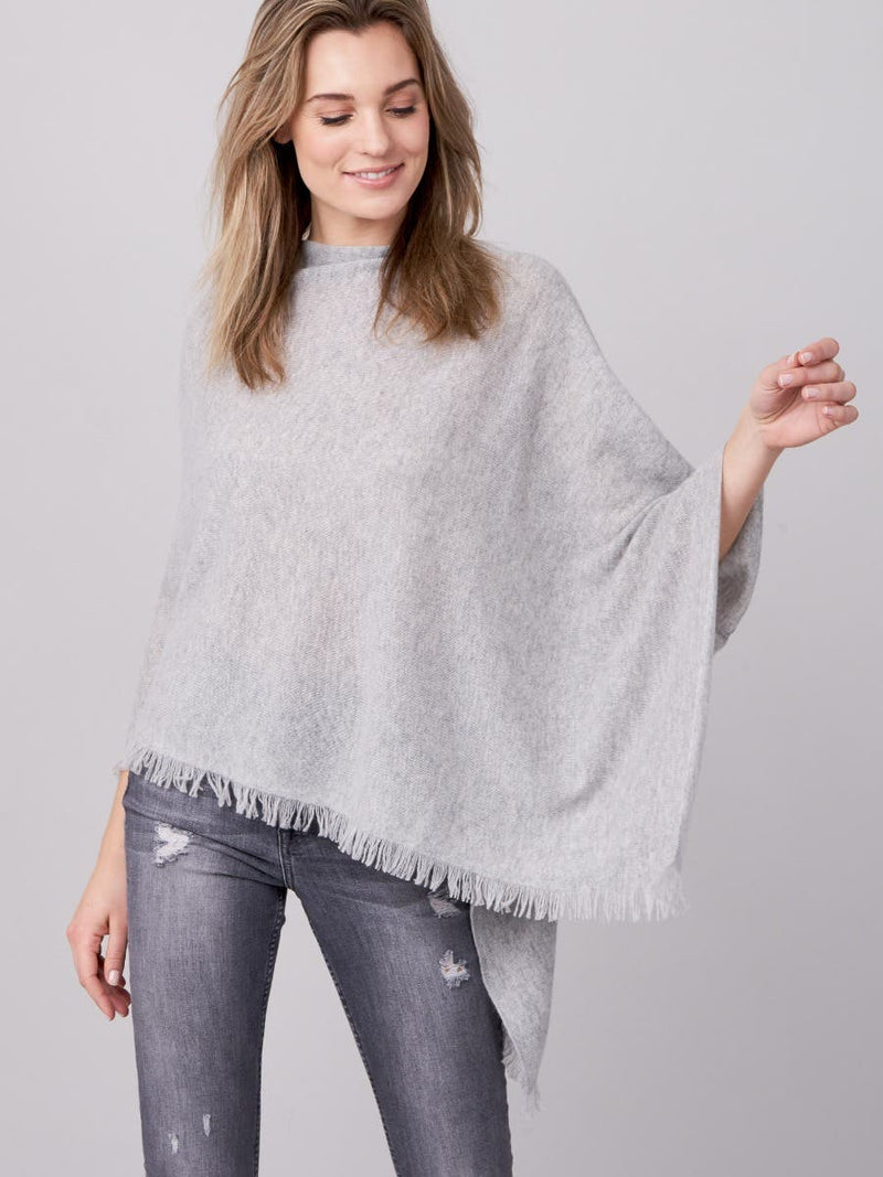 Silver Grey Cashmere Poncho