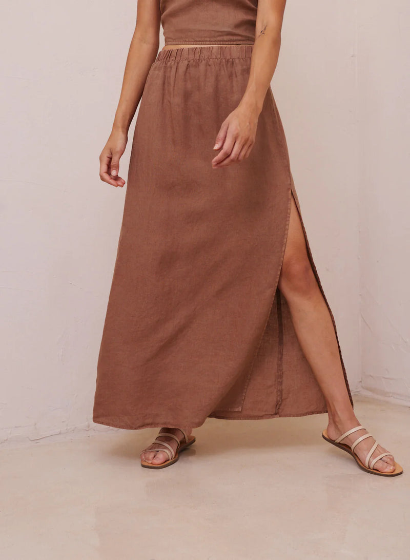 Terracotta Linen Maxi Skirt