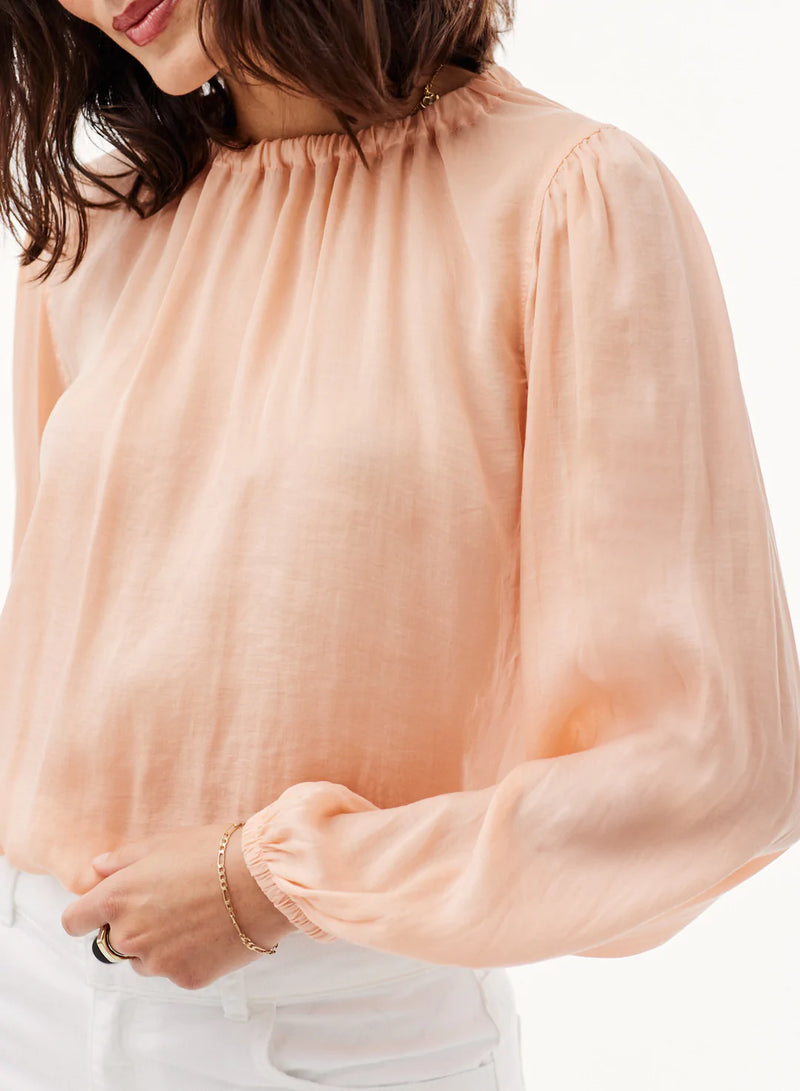 Peach Elastic Shirred Top