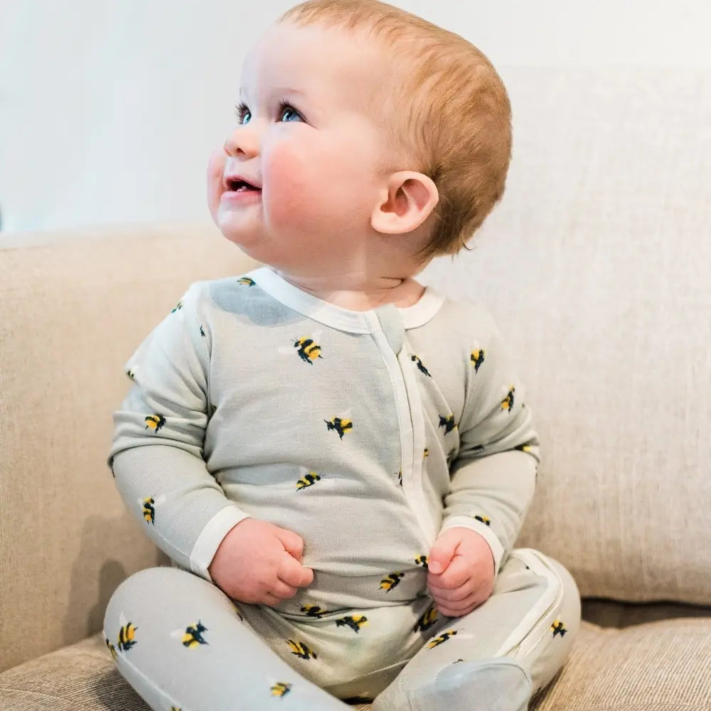 Bamboo Zipper Footed Romper Bumblebee
