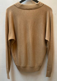 Cotton Blend Sweater Polo Camel