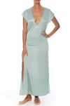 Cautilina Deep V Dress Jade