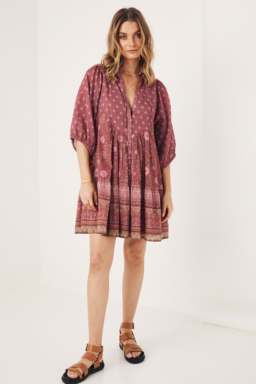 Utopia Tunic Mini Dress Berry