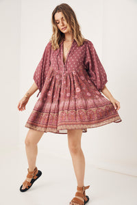 Utopia Tunic Mini Dress Berry