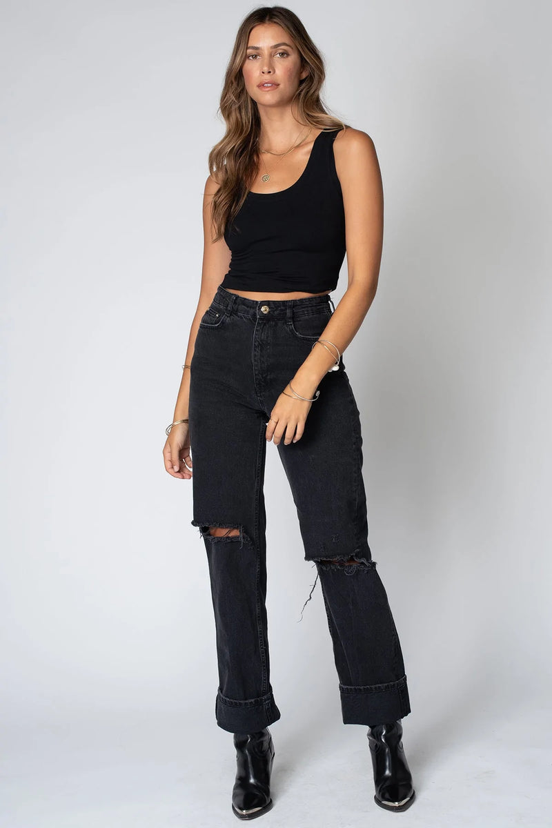 Black Crop Tank womens stillwater top crop black