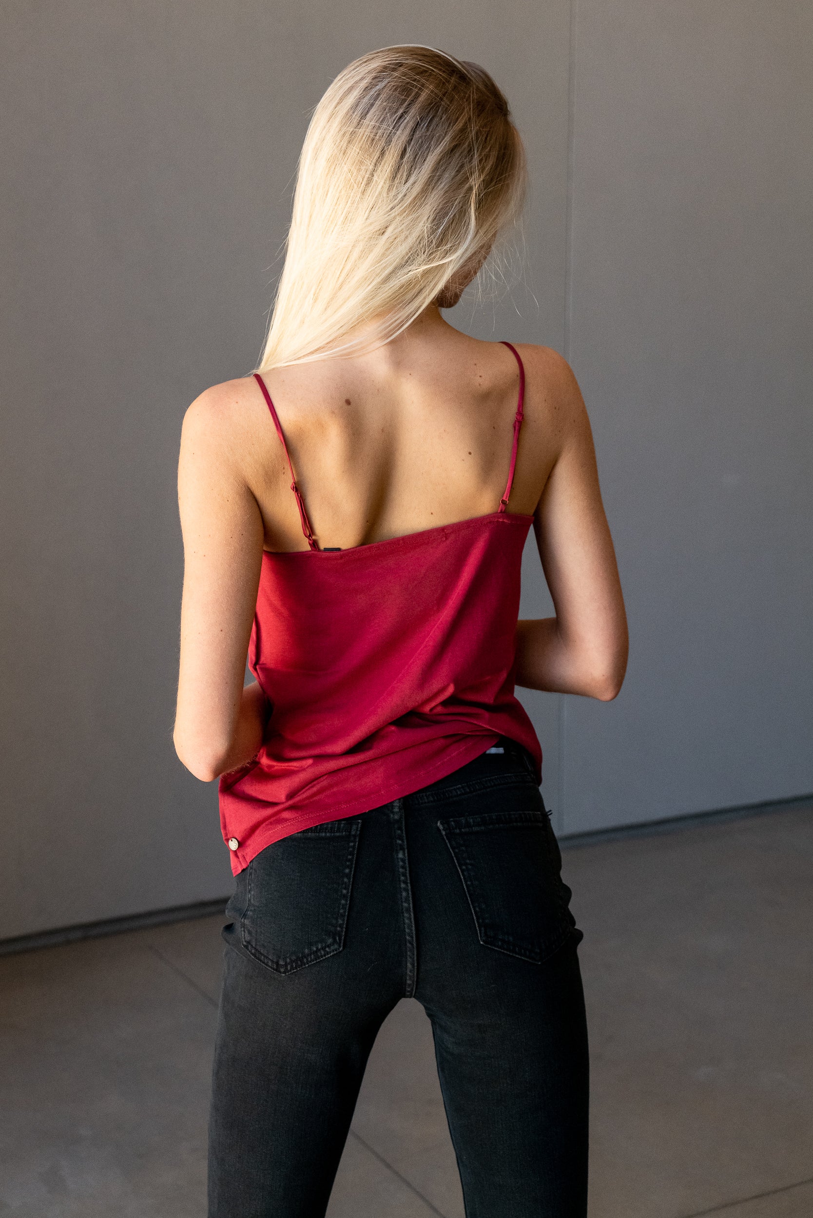 Raspberry Jersey Tank Top Woven