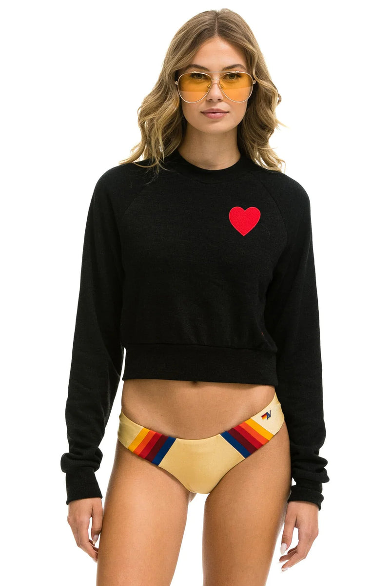Heart Embroidery Sweatshirt womens sweatshirt crop aviator nation
