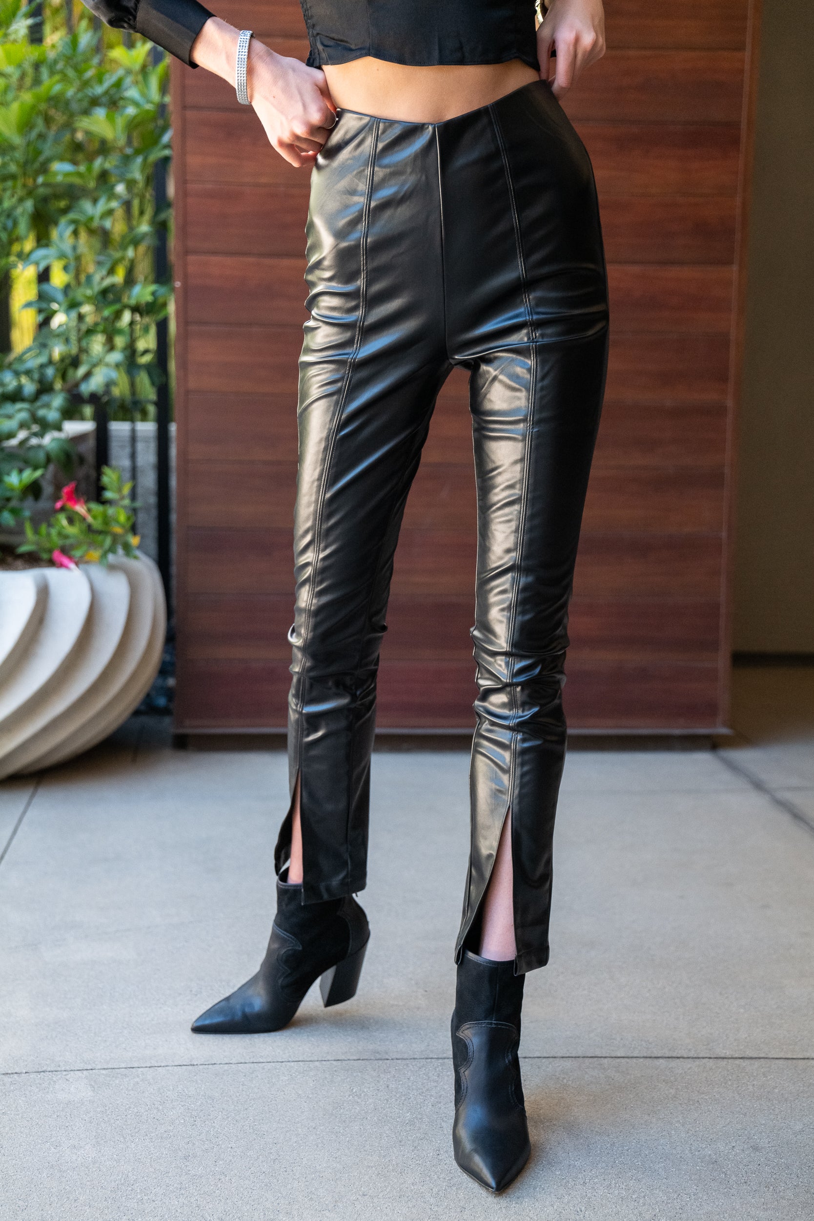 Black Katy Leather Pants