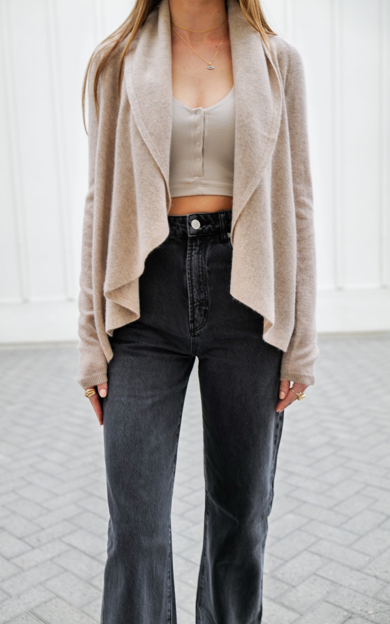 Sand Organic Open Cardigan