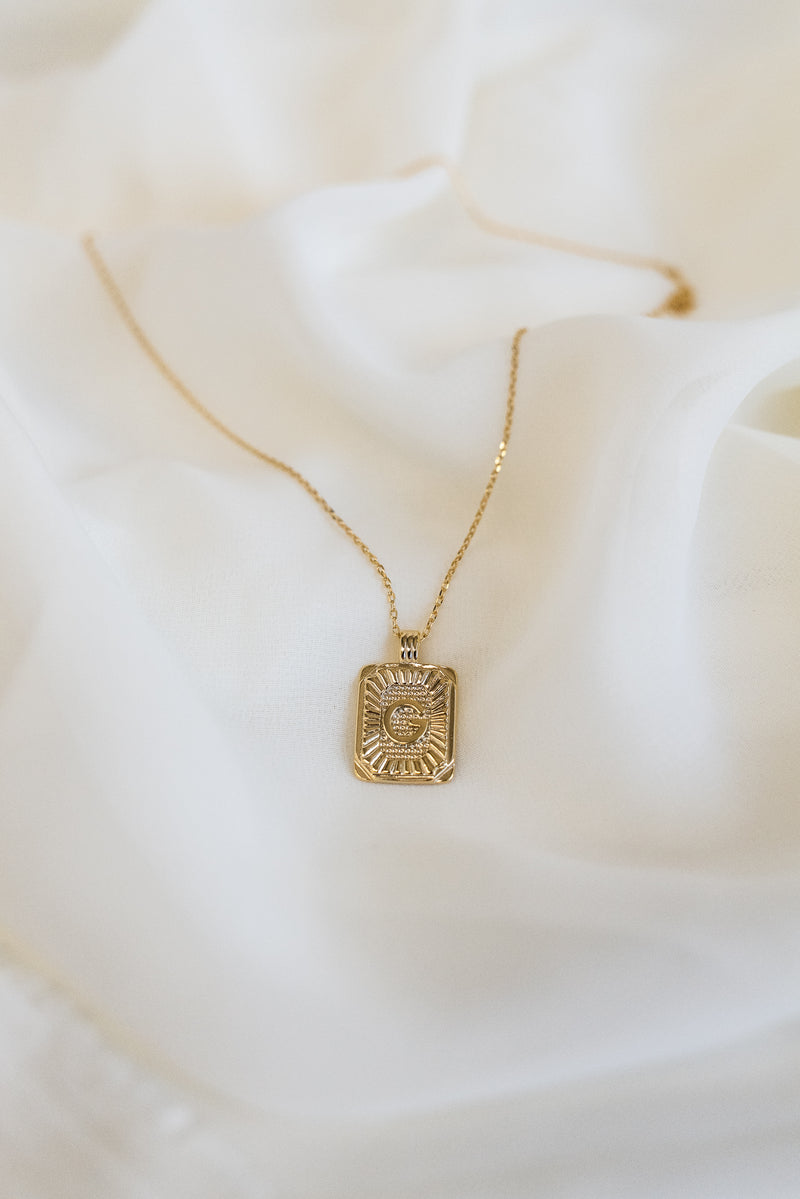 Gold Initial Tag Necklace
