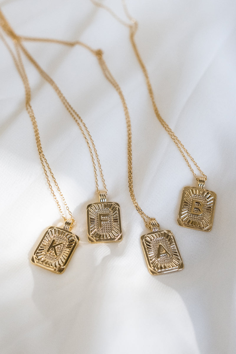 Gold Initial Tag Necklace