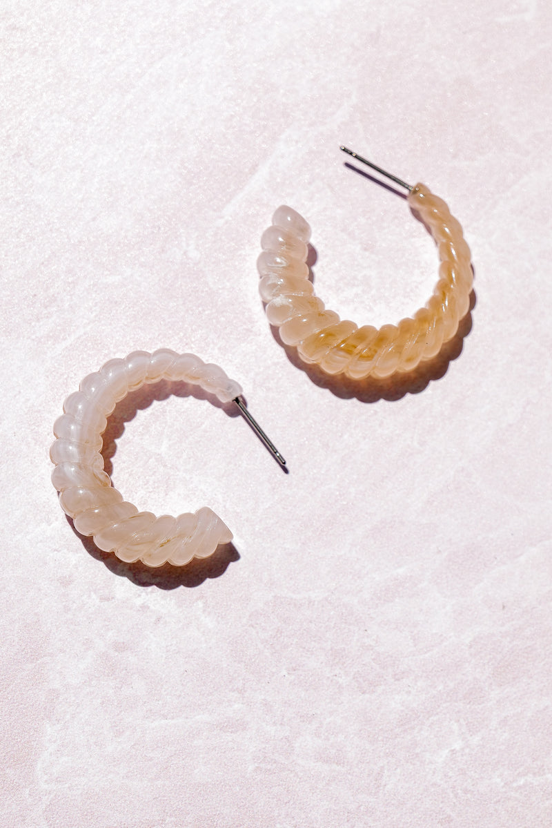 Clear Shell Twist Hoops